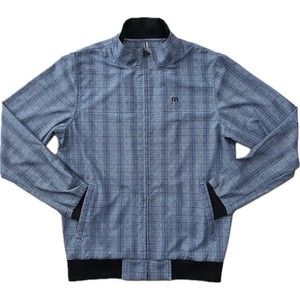 Travis Mathew Jacket Men Medium Golf Full Zip Windbreaker Stretch Geometric Blue